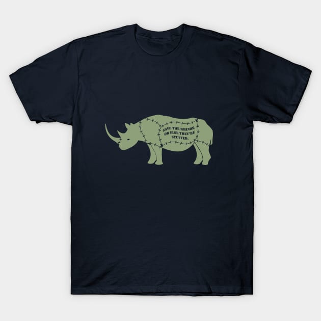 Save the Rhinos in Green T-Shirt by JetAylor